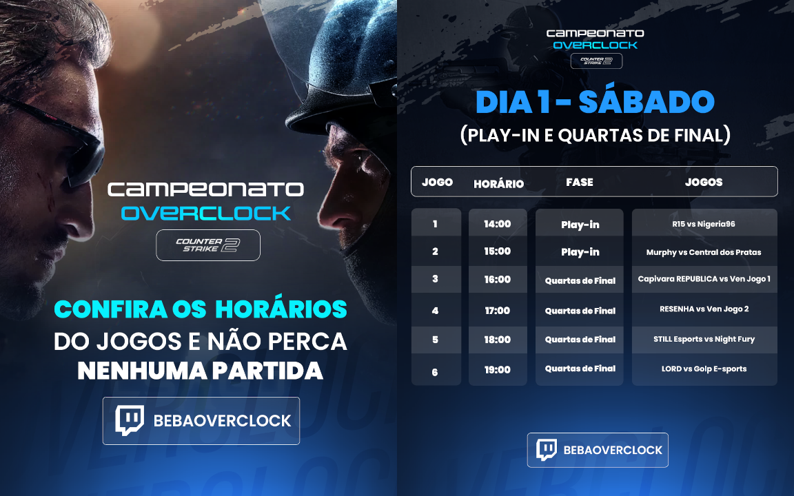 Vamos jogar o Campeonato Overclock de CS2 neste sábado (28)!